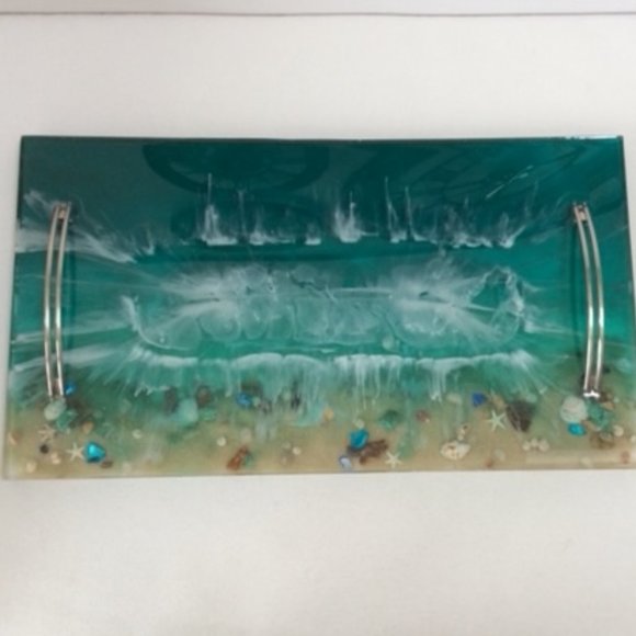 Local Artist Other - 🌟🌸HOST PICK 🌟🌸 NWT Ocean Resin Art Epoxy Charcuterie /Cheese/Serving Board